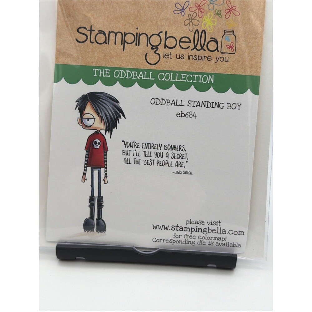 ODDBALL Standing Boy Stamping Bella Cling Mount Rubber Stamp skull